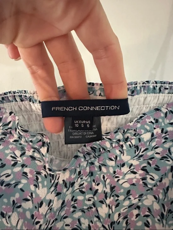 French Connection Blue Floral Ruffle-Hem Midi Dress - Picture 2 of 2